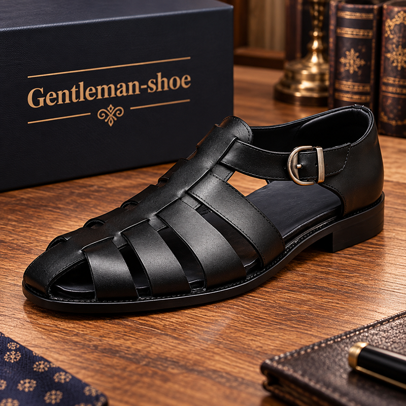 Summer Fashion Genuine Leather Casual Men's Buckle Sandals