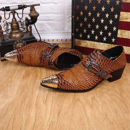 GUYSTEP™  Brown Metal Dress Shoes #8035