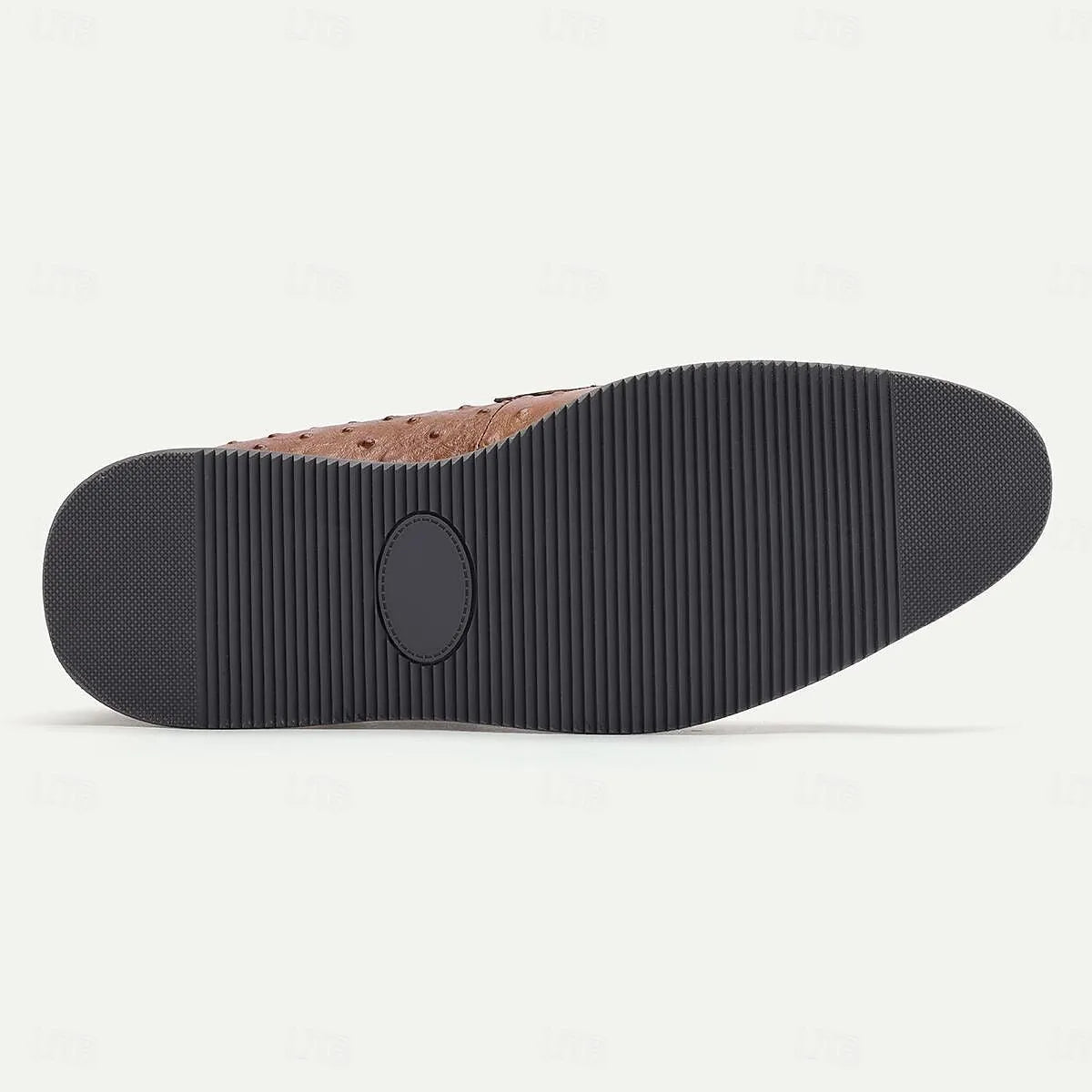 Men's Ostrich Leather Loafers - Luxurious Slip-On Dress Shoes with Textured Finish