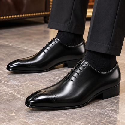 GENTLEMAN™Men’s Classic Leather Brogue Lace-Up Dress Shoes—Available in Multiple Colors