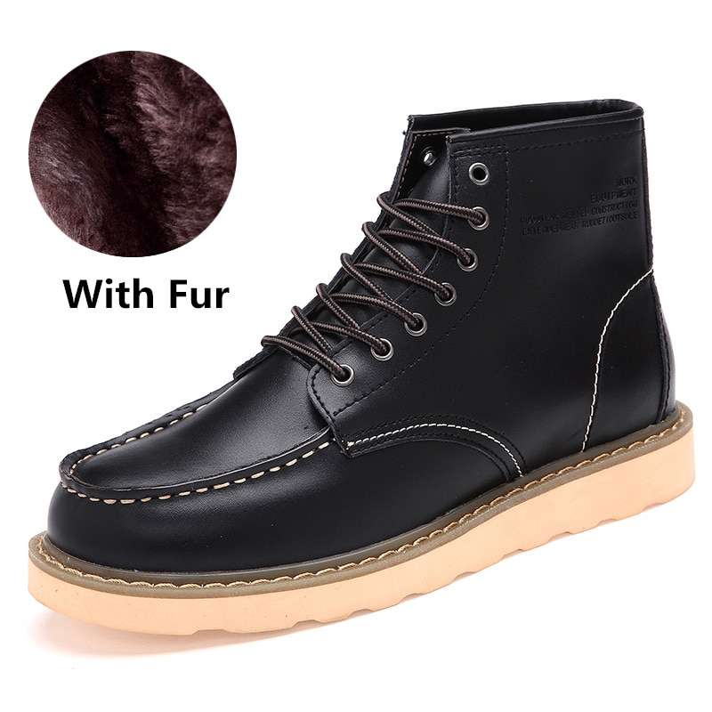 Vintage leather boots for men comfortable British style large size outdoor work boots