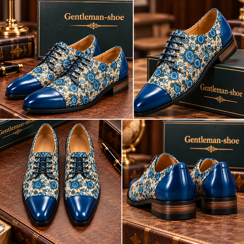 Men's Pointed Toe Colorful Lace-up Fashion Derby Shoes