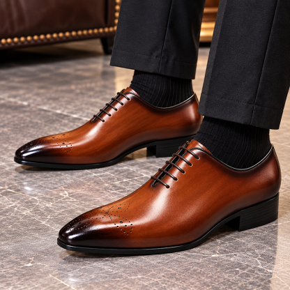 GENTLEMAN™Men’s Classic Leather Brogue Lace-Up Dress Shoes—Available in Multiple Colors