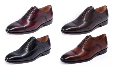 Men's smooth leather lace-up dress shoes
