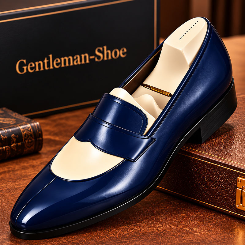 Stylish Navy - Blue Leather Loafers: Elegant and Sophisticated Footwear