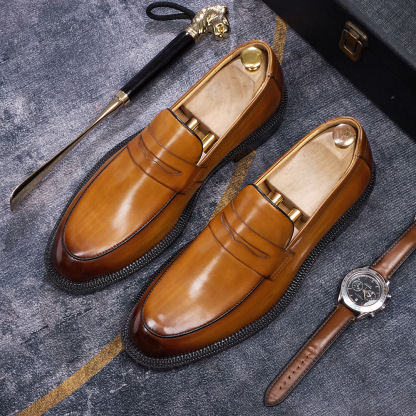 Classic Men's Penny Loafer  Genuine Leather Comfortable Business Casual Footwear