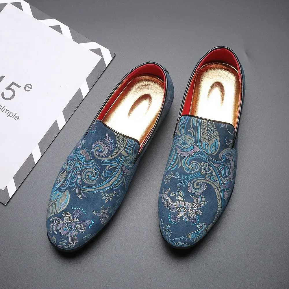 Red Sole Loafers for Men Slip-On Canvas Round Toe Handmade Fashion Business Men Shoes  Size 38-48