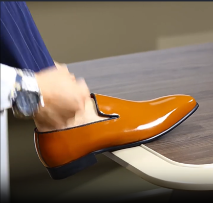 Men's Full-Grain Patent Leather Business-Casual Loafer Shoes
