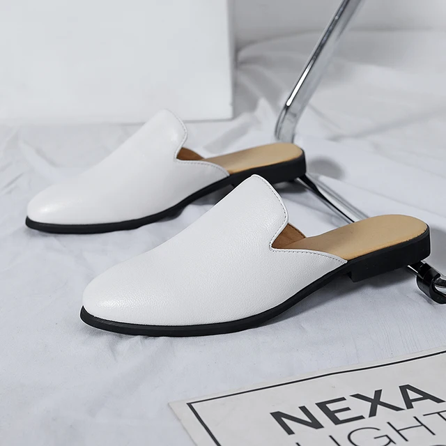 Luxury Tassel Men Slipper Summer Winter Mules Buckle Loafers Mens Leather Retro Flats Heels Party Slippers Slides Slip On Shoes