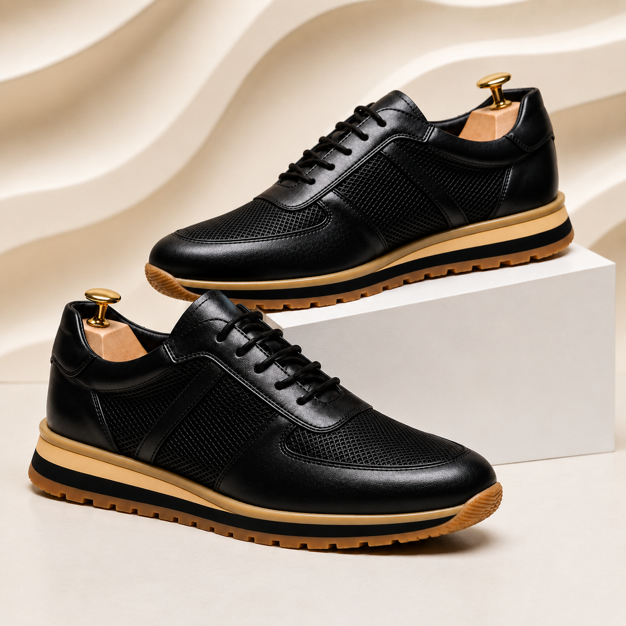 Men’s Premium Cowhide Leather Casual Sneakers – Multiple Colors
