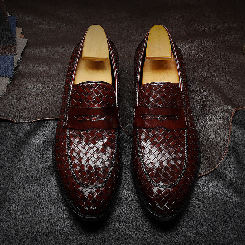 Men's shoes new style loafers men's shoes woven leather shoes men's leather shoes business men's casual shoes