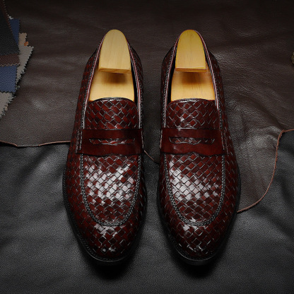 Men's shoes new style loafers men's shoes woven leather shoes men's leather shoes business men's casual shoes