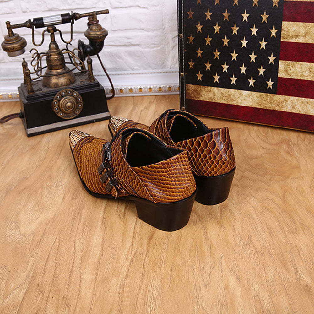 GUYSTEP™  Brown Metal Dress Shoes #8035