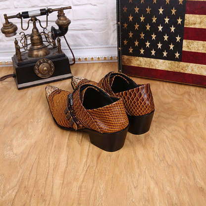 GUYSTEP™  Brown Metal Dress Shoes #8035