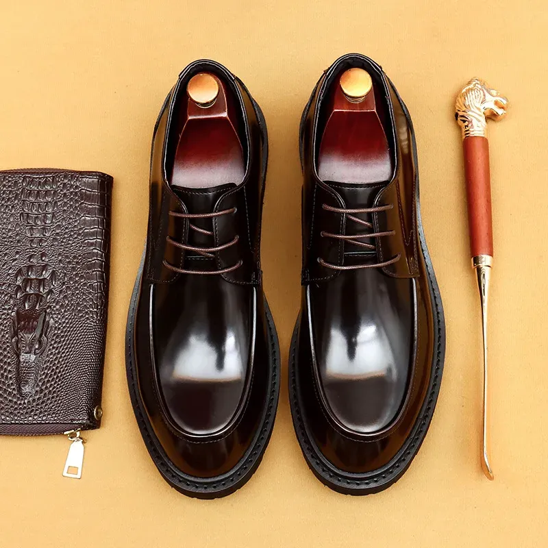 Italian Dress Shoes Leather Fashion for Men Pointed Formal Shoes Men Formal Office 2024 Spring Party Luxury Mirror Oxford Shoes