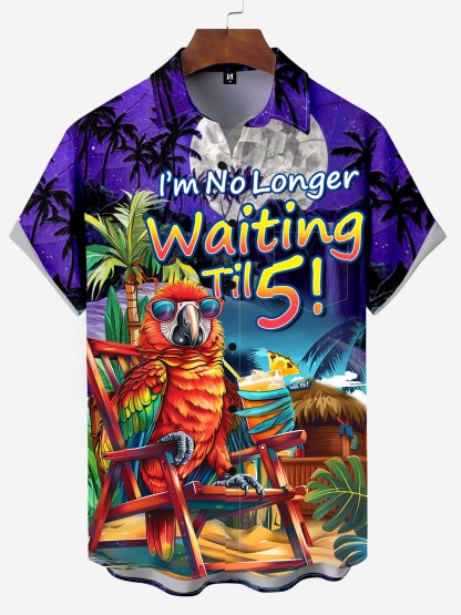 Mr. Parrot's Hawaiian Vacation And Retirement Life Chest Pocket Shirt