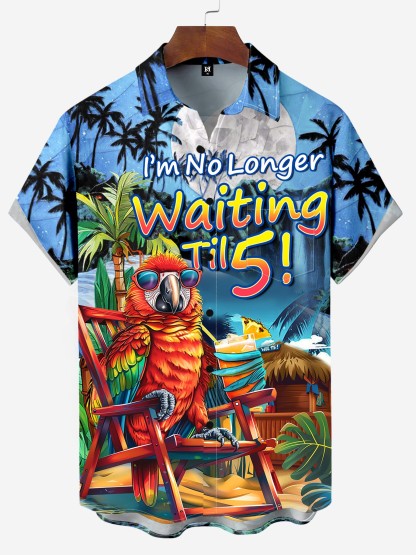 Mr. Parrot's Hawaiian Vacation And Retirement Life Chest Pocket Shirt
