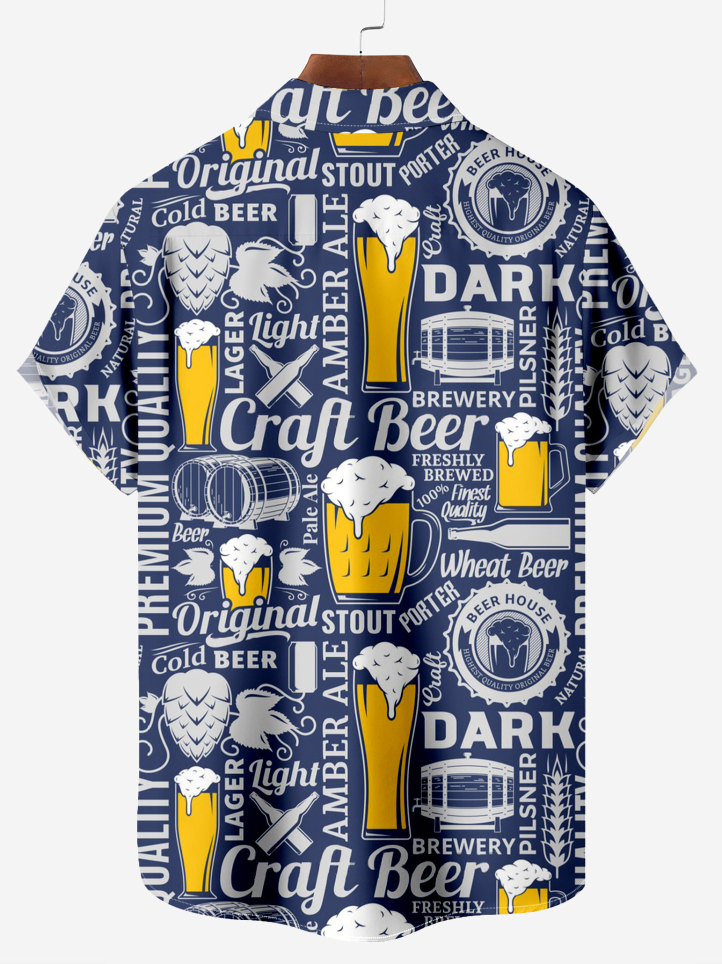 BREWERY BEER Chest Pocket Hawaiian Shirt