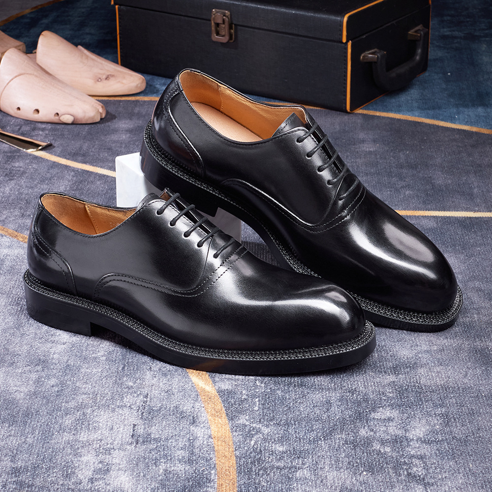 [Copy]Men's shiny leather loafers with metal horsebit