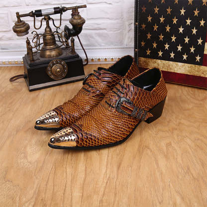 GUYSTEP™  Brown Metal Dress Shoes #8035