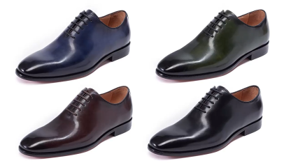 Men's trendy British style cowhide buckle genuine leather slip-on Oxford shoes