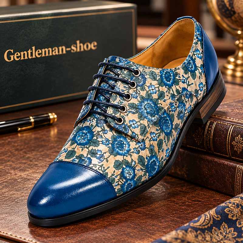 Men's Pointed Toe Colorful Lace-up Fashion Derby Shoes