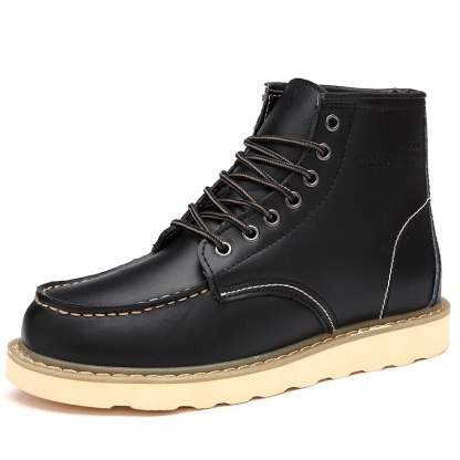 Vintage leather boots for men comfortable British style large size outdoor work boots