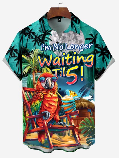 Mr. Parrot's Hawaiian Vacation And Retirement Life Chest Pocket Shirt