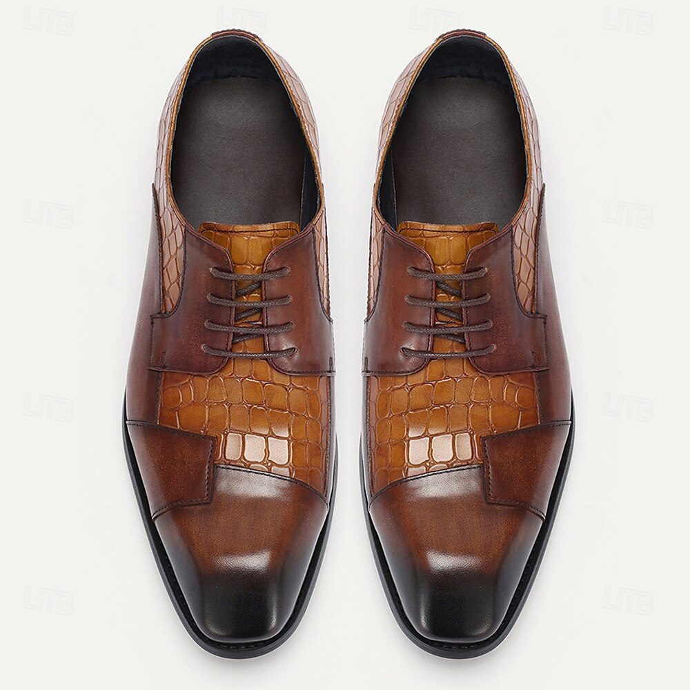 Men's Oxfords Crocodile Pattern Home Daily Cowhide Comfortable Slip Resistant