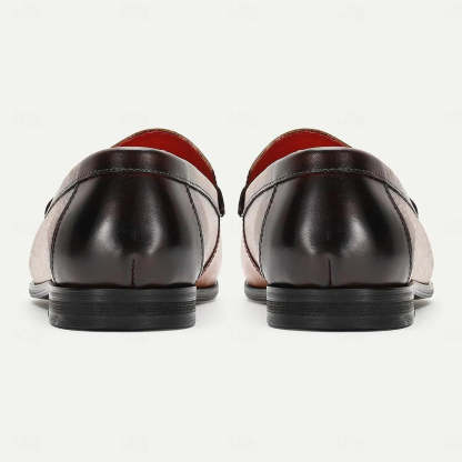 Men's Brown Perforated Leather Loafers