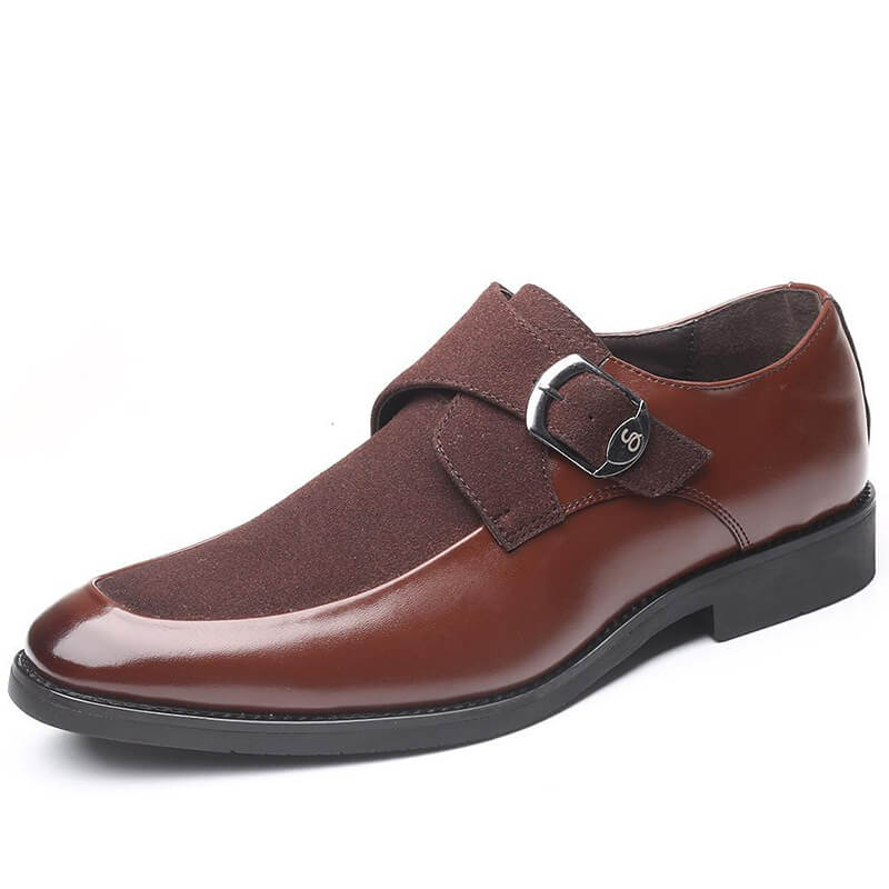 Classic Men Belt Buckle Round Toe Suede Monk Shoes