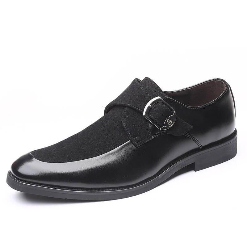 Classic Men Belt Buckle Round Toe Suede Monk Shoes