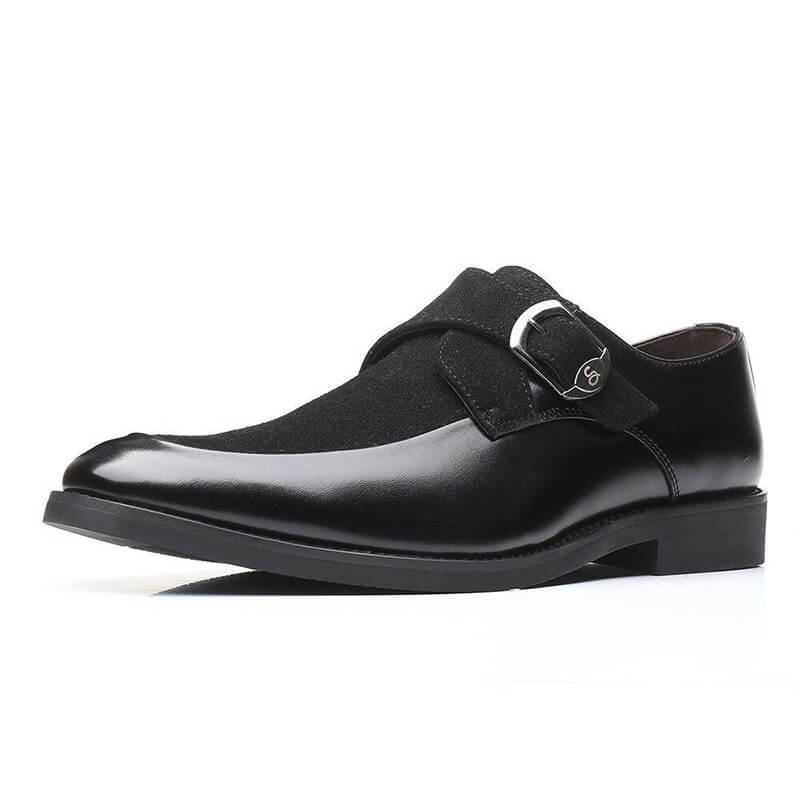 Classic Men Belt Buckle Round Toe Suede Monk Shoes