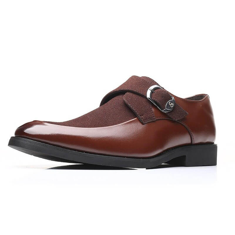 Classic Men Belt Buckle Round Toe Suede Monk Shoes