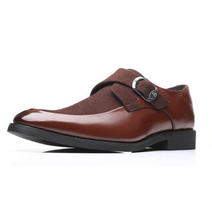 Classic Men Belt Buckle Round Toe Suede Monk Shoes