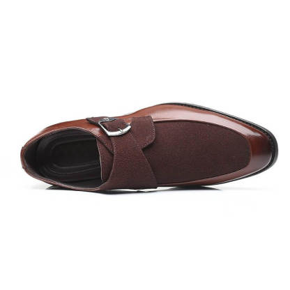 Classic Men Belt Buckle Round Toe Suede Monk Shoes