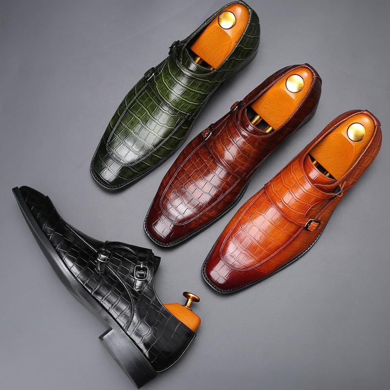 Men Dress Shoes Crocodile Print