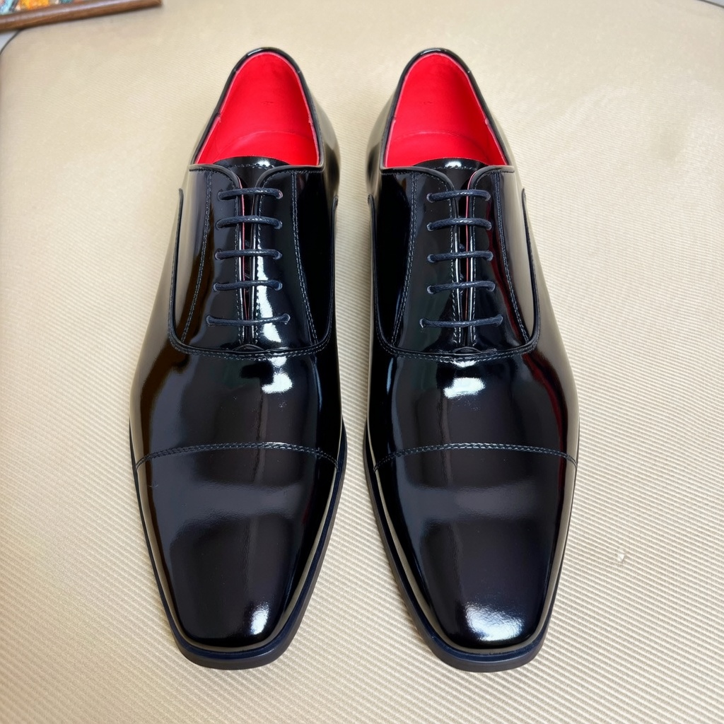 GENTLEMAN™Red bottom genuine leather lace-up men's versatile leather shoes