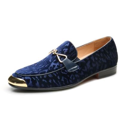 Suede dark pattern fashion loafers
