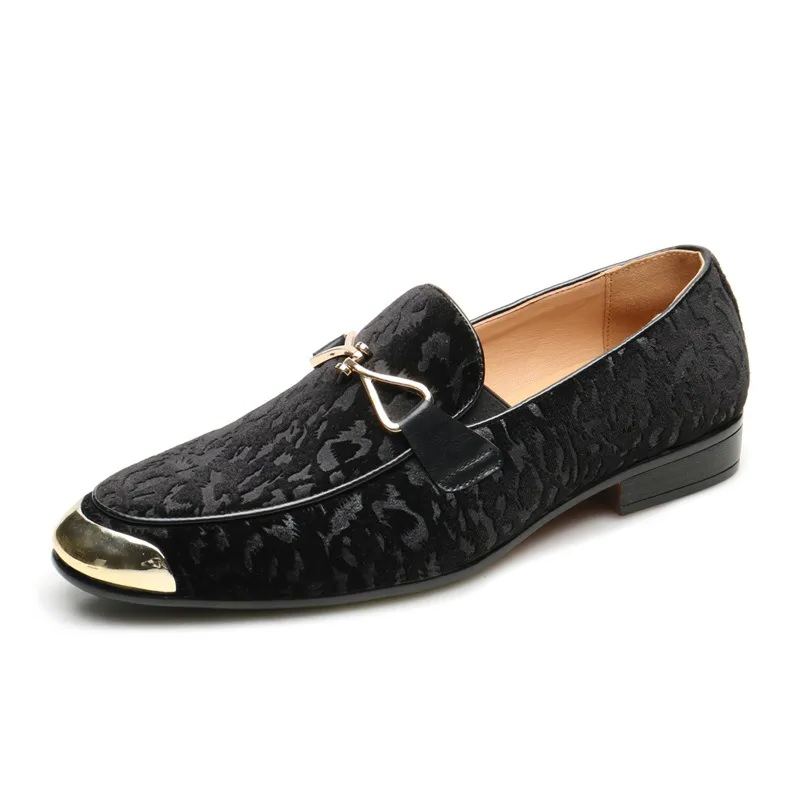 Suede dark pattern fashion loafers