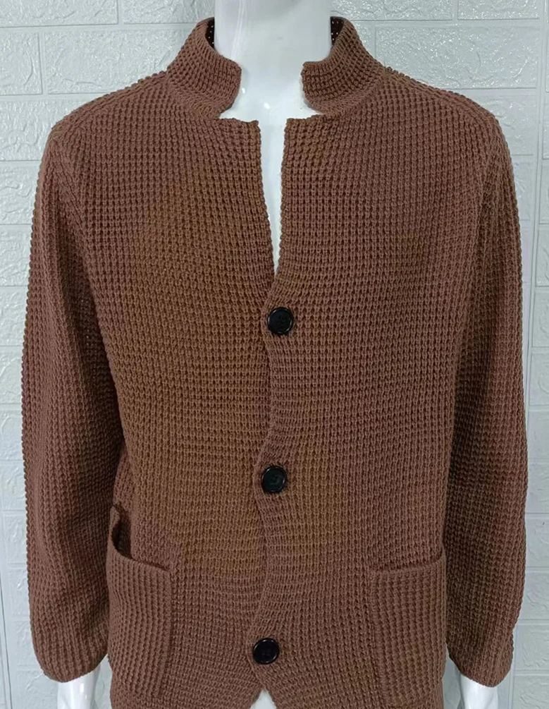 European and American sweaters men's slim stand collar knitted cardigan autumn and winter jacket cross-border Amazon Europe station large size men's clothing