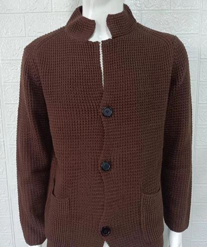 European and American sweaters men's slim stand collar knitted cardigan autumn and winter jacket cross-border Amazon Europe station large size men's clothing