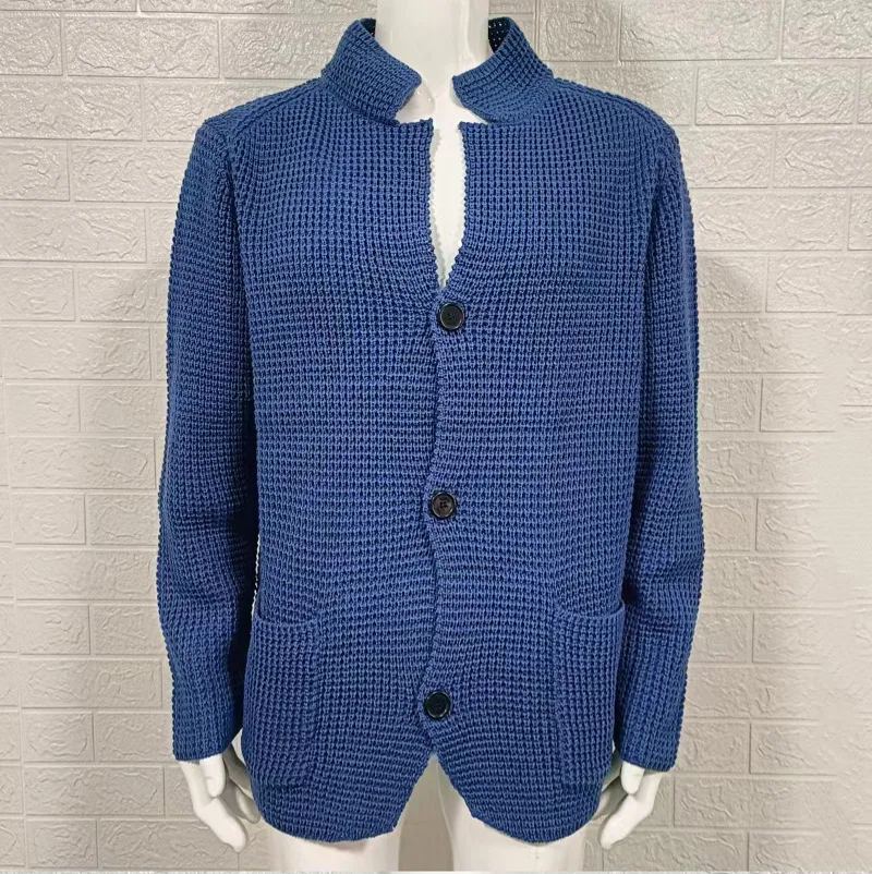 European and American sweaters men's slim stand collar knitted cardigan autumn and winter jacket cross-border Amazon Europe station large size men's clothing