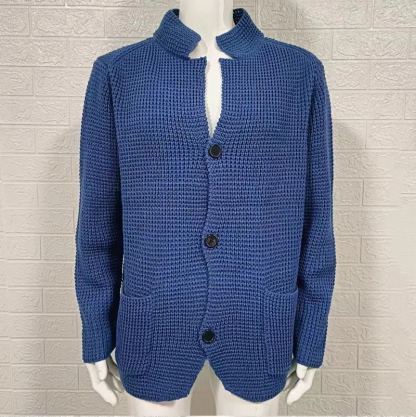 European and American sweaters men's slim stand collar knitted cardigan autumn and winter jacket cross-border Amazon Europe station large size men's clothing