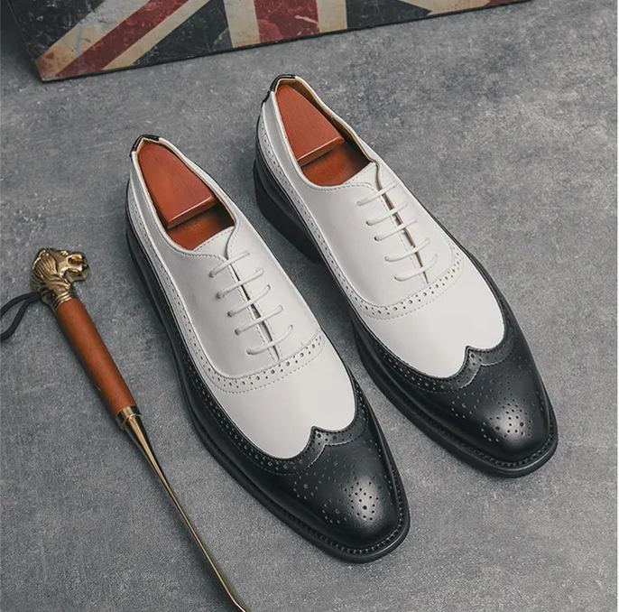 GUYSTEP™-Brown men's suede stitching casual leather shoes