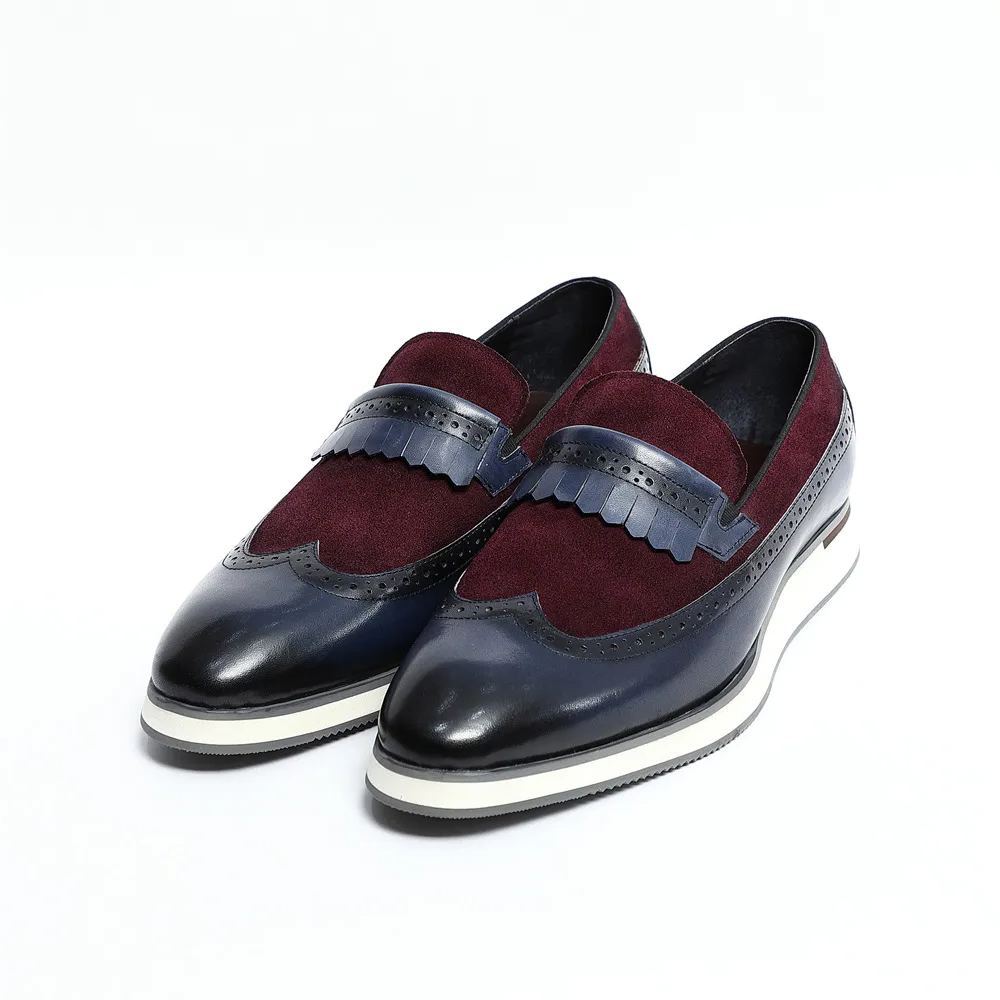 [Copy]GUYSTEP™Classic red and houndstooth breathable leather derby shoes
