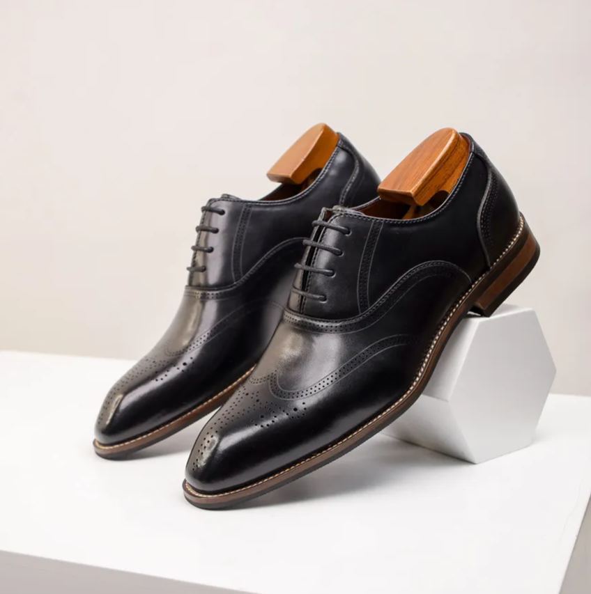 [Copy]Men's top layer cowhide color matching lace-up Oxford shoes