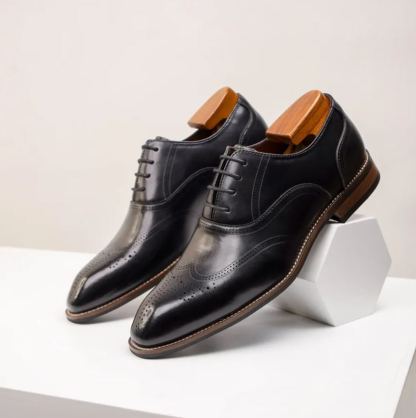 [Copy]Men's top layer cowhide color matching lace-up Oxford shoes