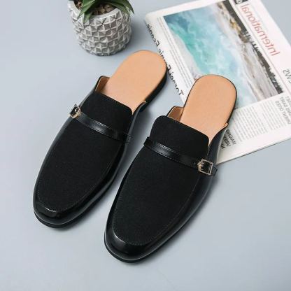 Trendy Heelless Half Slippers Casual Leather Shoes