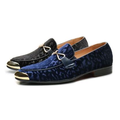 Suede dark pattern fashion loafers
